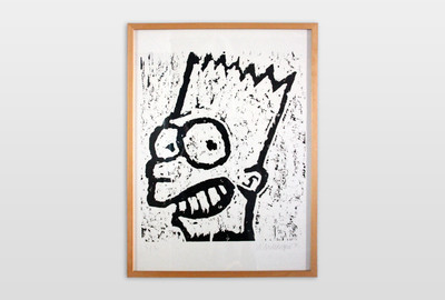 Bart Simpson 1994, Holzschnitt auf Papier