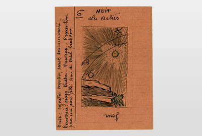 Tarrotzeichnung Nuit Farbstift auf Karton, ca. 1940er Jahre Frankreich