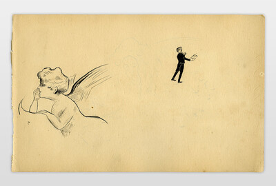 O.T. (Frau und Dirigent) Bleistift, Tinte auf Papier, Frankreich 20er Jahre