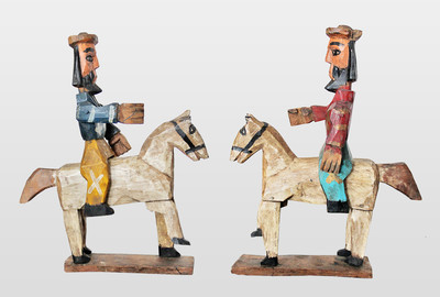 Reiterfiguren (Santos), Mexico Holzplastiken, farbig gefasst