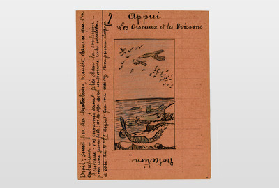 Tarrotzeichnung Oppui Farbstift auf Karton, ca. 1940er Jahre Frankreich