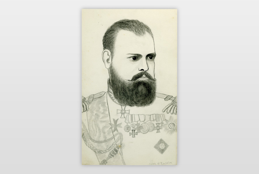 Czar Alexander III of Russia Bleistift und Tinte auf Papier