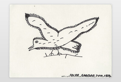 Adler, 1989 Tintenstift auf Karton