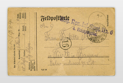 Feldpostkarte 1. Weltkrieg, deutsch, 1915 Rückseite