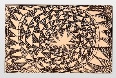 O.T. (abstrakte Komposition) Zeichentusche auf Postkartenkarton, 9x14 cm,
40er Jahre