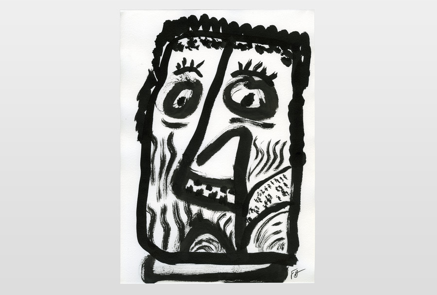 O.T (Gesicht) Tinte auf Papier, anomym, Frankreich