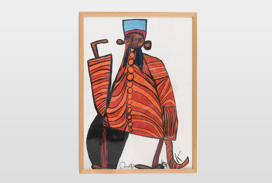 O.T. (afrikanische Figur} Farbstift auf Papier