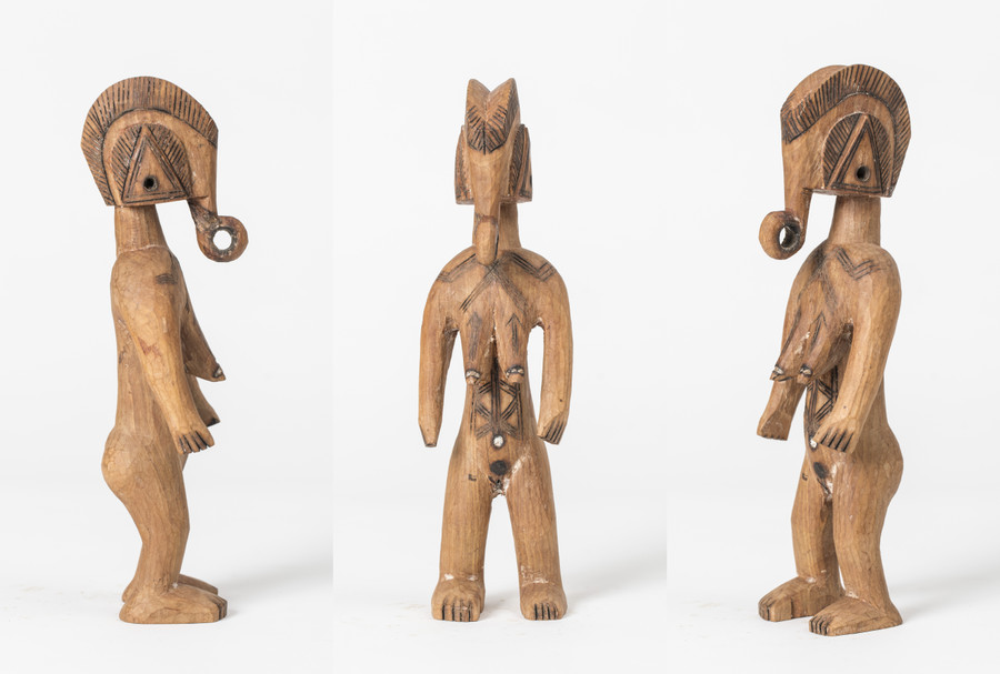 Puppe der Mossi, Burkins Faso Holzskulptur mit Brandornament