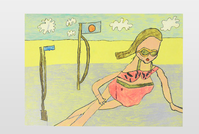 O.T (Frau am Strand) Blei- und Farbstift auf Papier