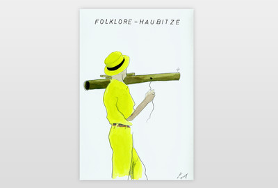 Folklore-Haubitze Bleistift, Farbe auf Papier