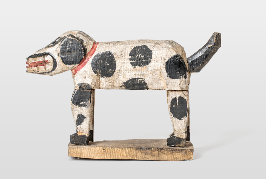 Hund, Guatemala oder Mexico farbig gefasste Holzplastik