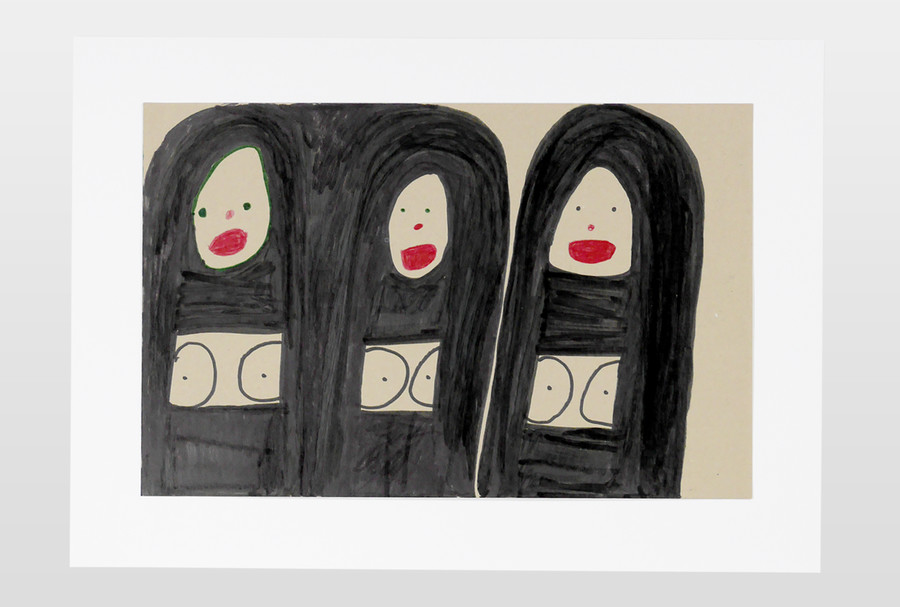 O.T (Drei Frauen) Bleistift und Marker auf Karton