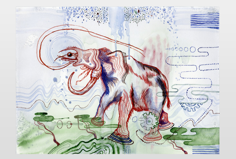 O.T (Mammutkrabbe) Tinte, Wasserfarbe auf Papier
