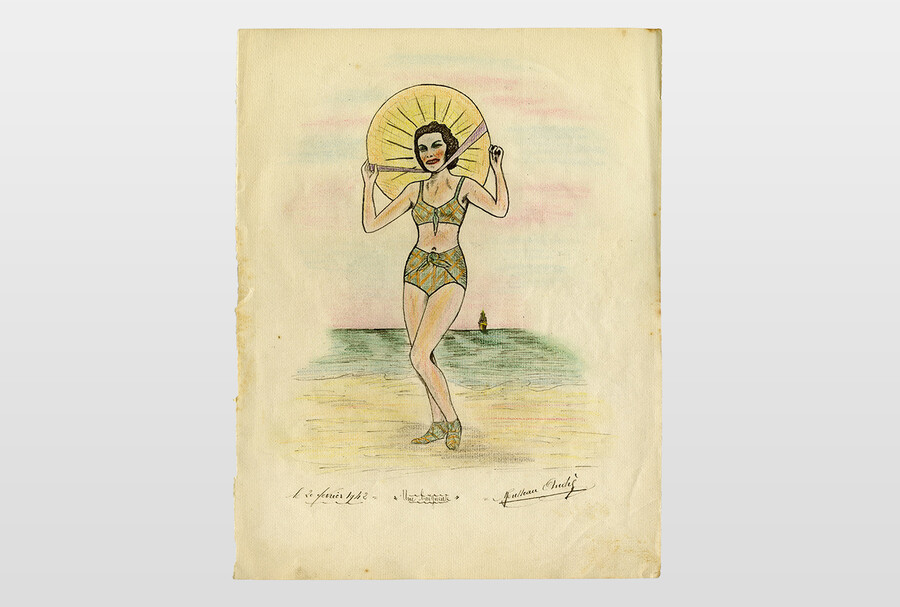 O.T. (Frau am Meer) Tusche und Buntstift auf Papier, Frankreich 40er Jahre
