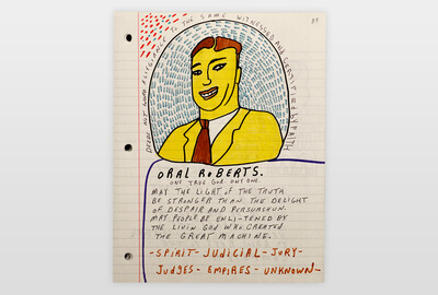»Oral Roberts« Seite aus Skizzenbuch Marker auf Papier