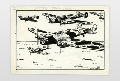 O.T. (Bomber) Originalzeichnung Comic-Strip Tinte auf Karton