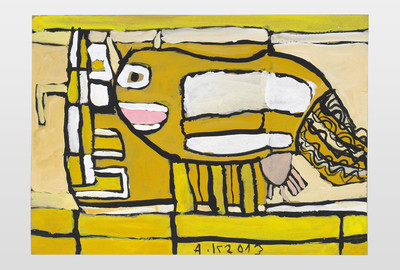 O.T (Kuh im Stall) Acryl auf Karton, 2013