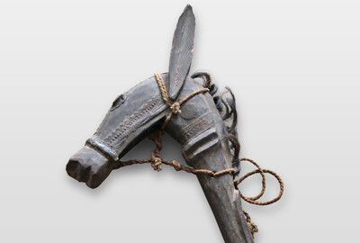 Tanzmaske der Dogon, Mali (Detail) Holz, Metall, Bindfaden, Pferdehaar